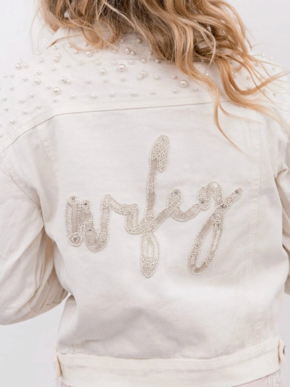 Heirloom Bridal Classic Pearl Beaded Wifey Jacket